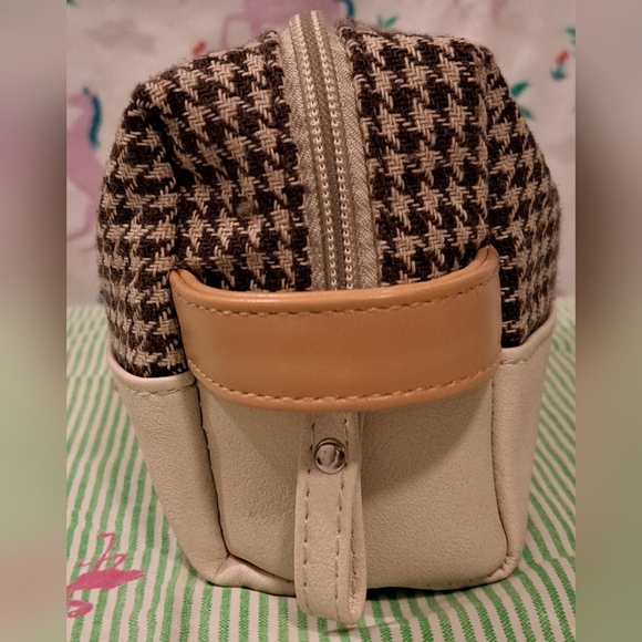 Hackett London Turkish Airline Neutral Houndstooth Cosmetic Makeup Travel Pouch - Picture 3 of 7